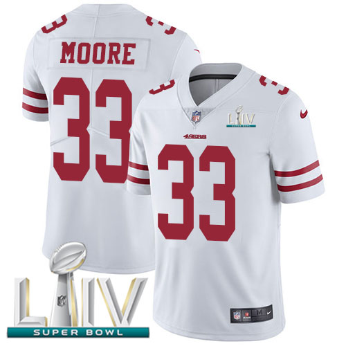 San Francisco 49ers Nike #33 Tarvarius Moore White Super Bowl LIV 2020 Youth Stitched NFL Vapor Untouchable Limited Jersey->youth nfl jersey->Youth Jersey